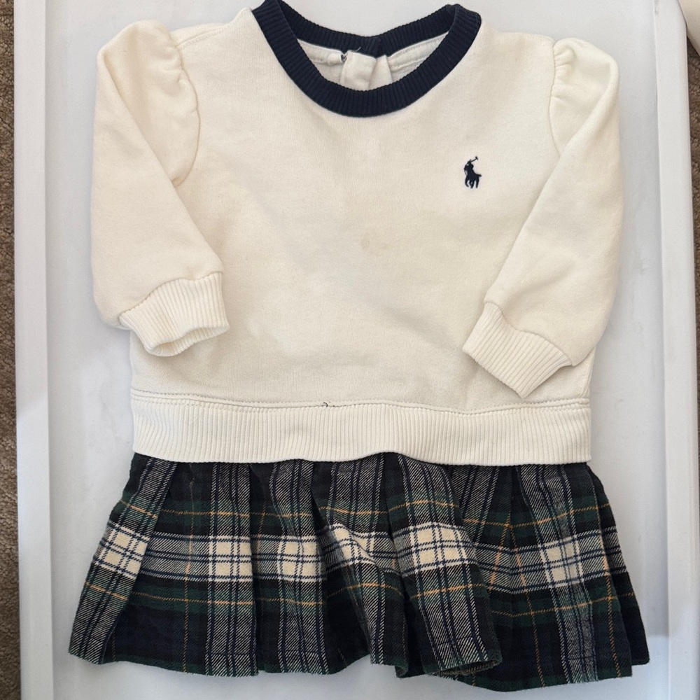Polo by Ralph Lauren Kids Cream and Navy Plaid Dress